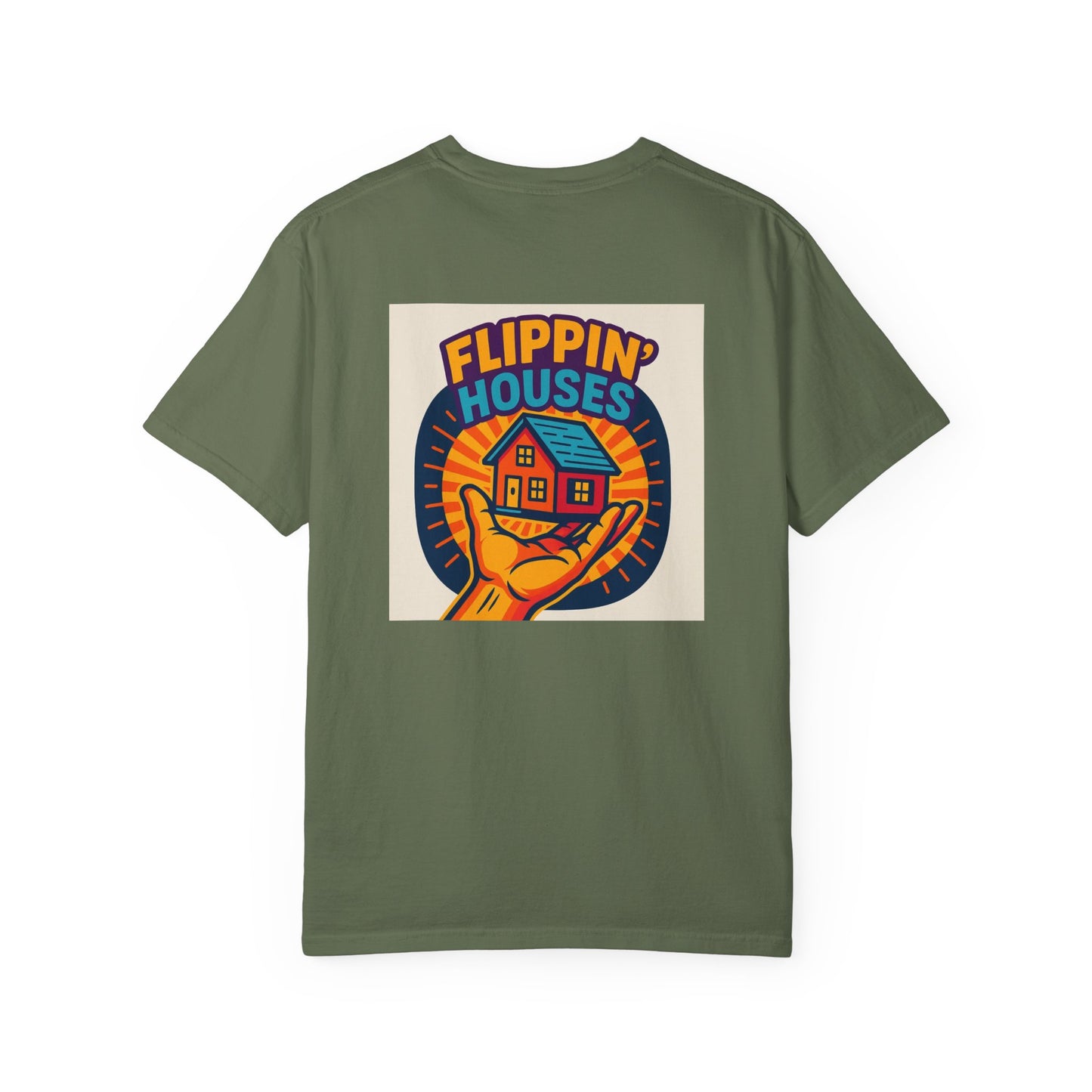 Flippin' Houses Unisex T-Shirt - Green and Blue Vibes