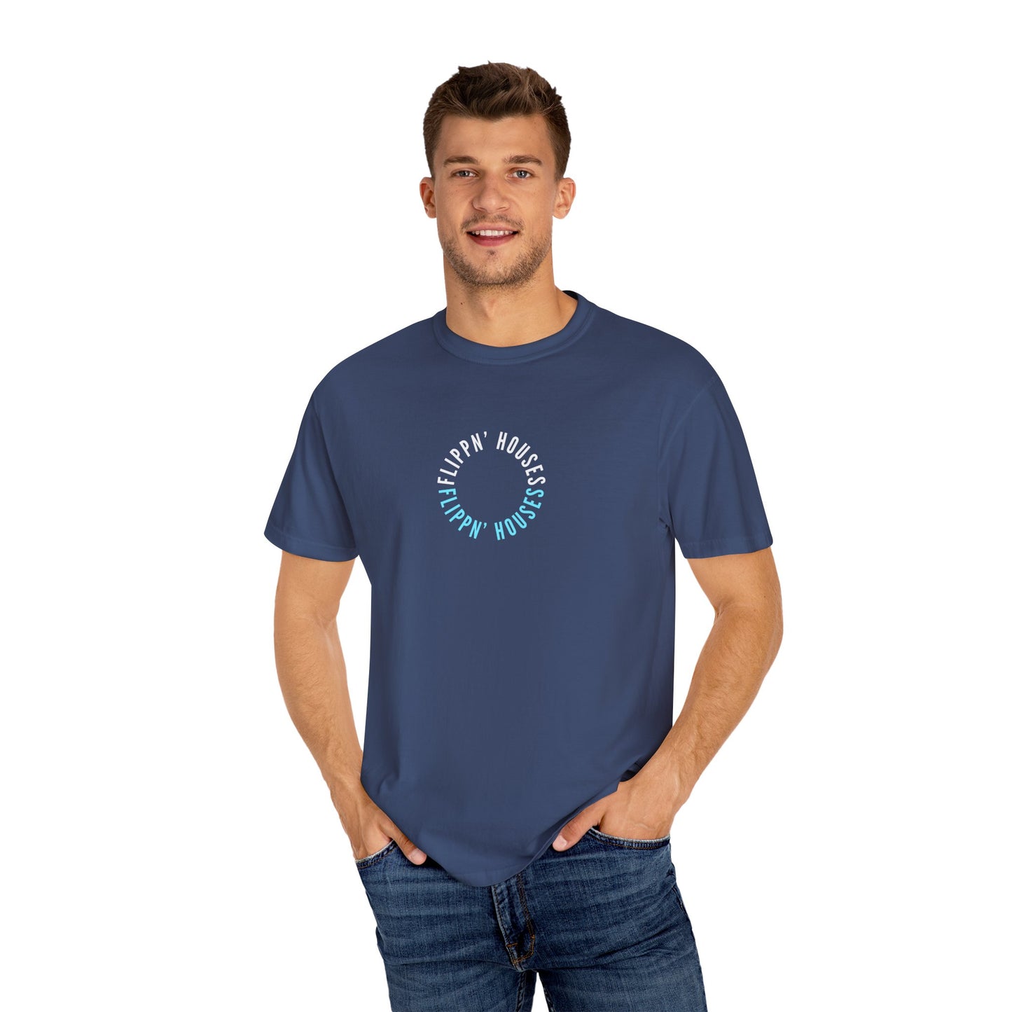 Flippin' Houses Unisex T-Shirt - Green and Blue Vibes