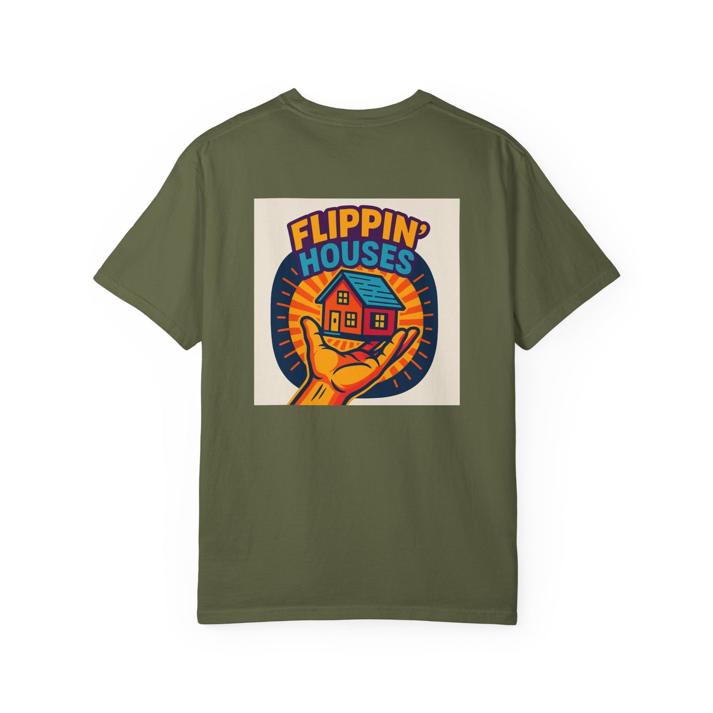 Flippin' Houses Unisex T-Shirt - Green and Blue Vibes
