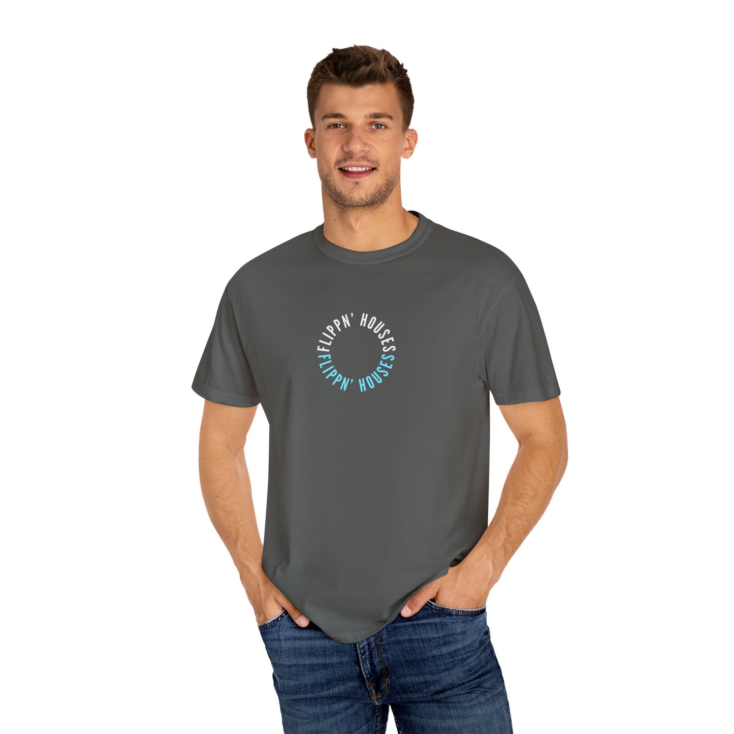 Flippin' Houses Unisex T-Shirt - Green and Blue Vibes