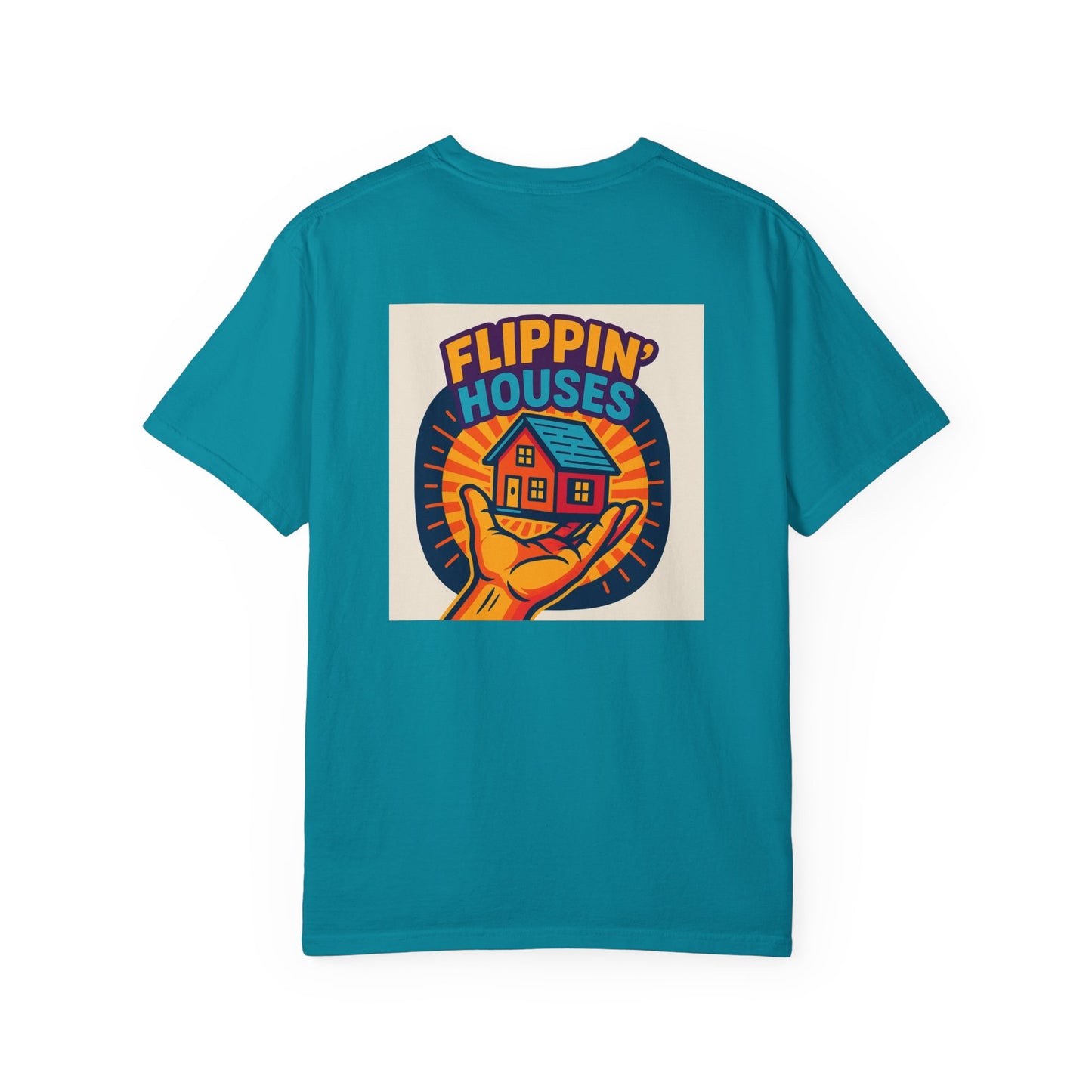 Flippin' Houses Unisex T-Shirt - Green and Blue Vibes