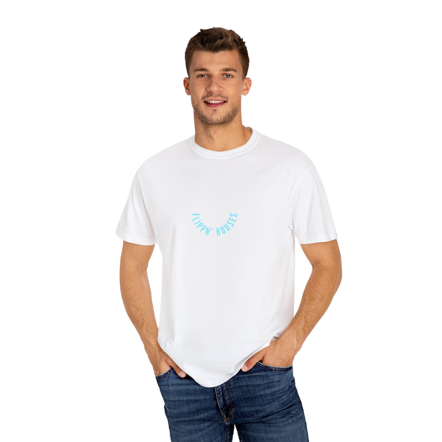 Flippin' Houses Unisex T-Shirt - Green and Blue Vibes