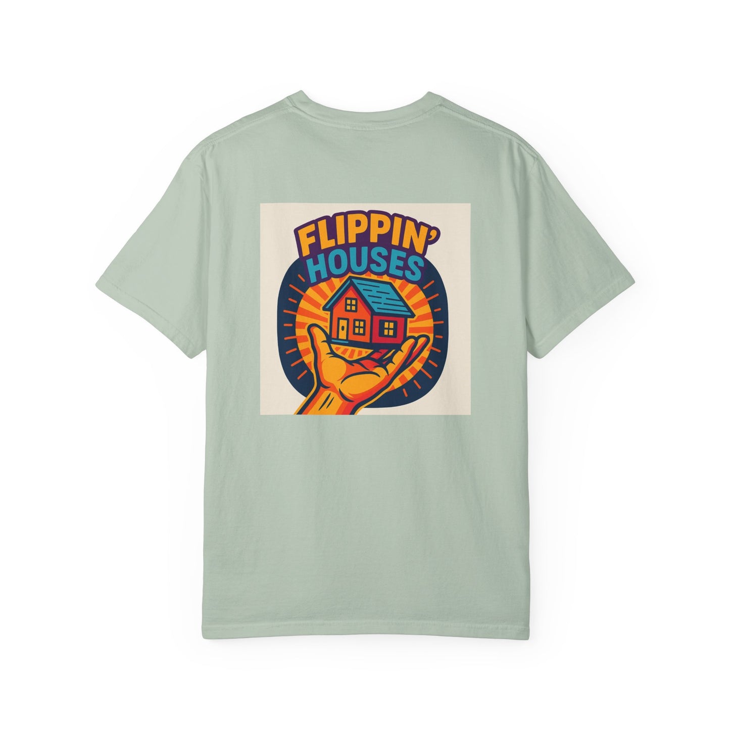 Flippin' Houses Unisex T-Shirt - Green and Blue Vibes