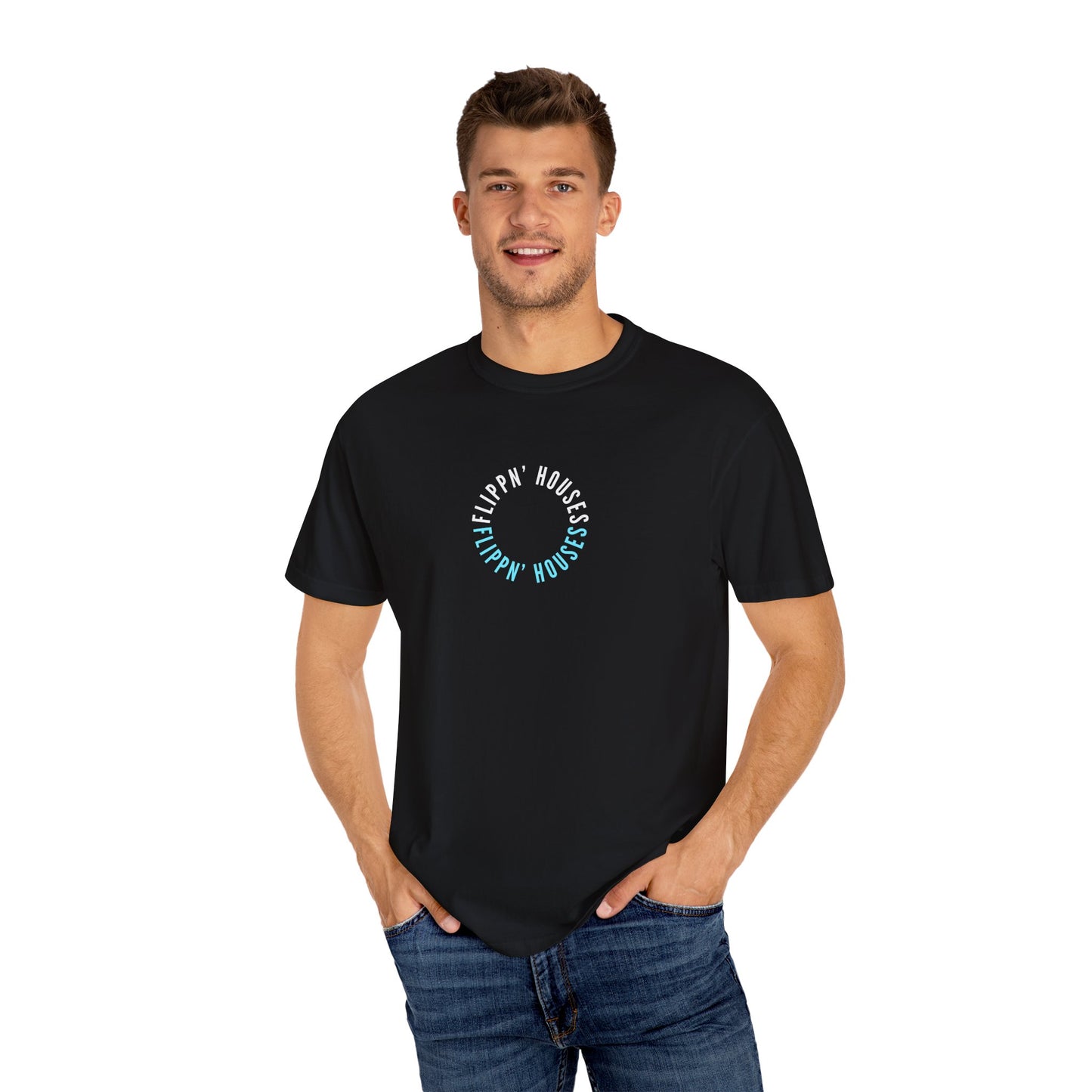 Flippin' Houses Unisex T-Shirt - Green and Blue Vibes