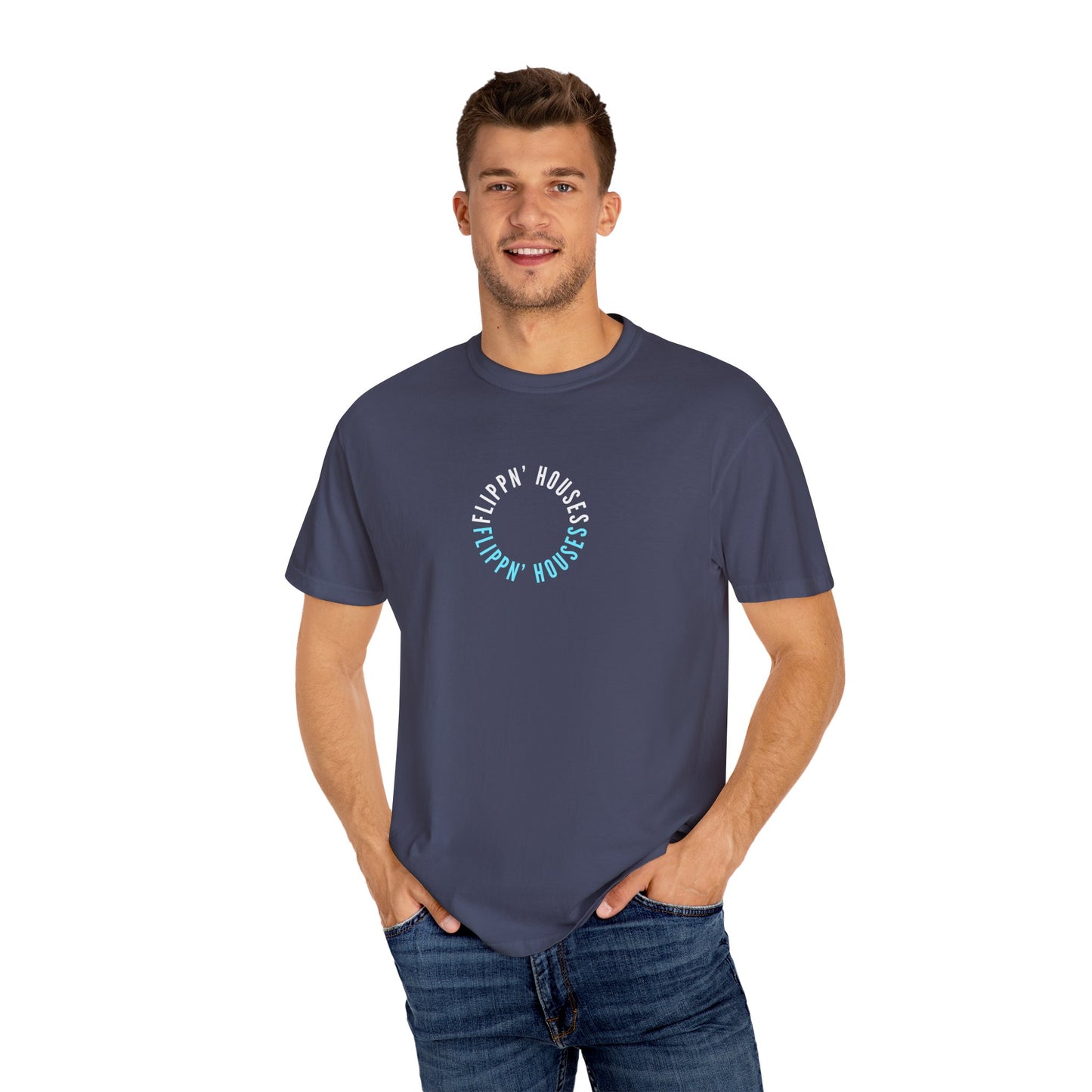 Flippin' Houses Unisex T-Shirt - Green and Blue Vibes