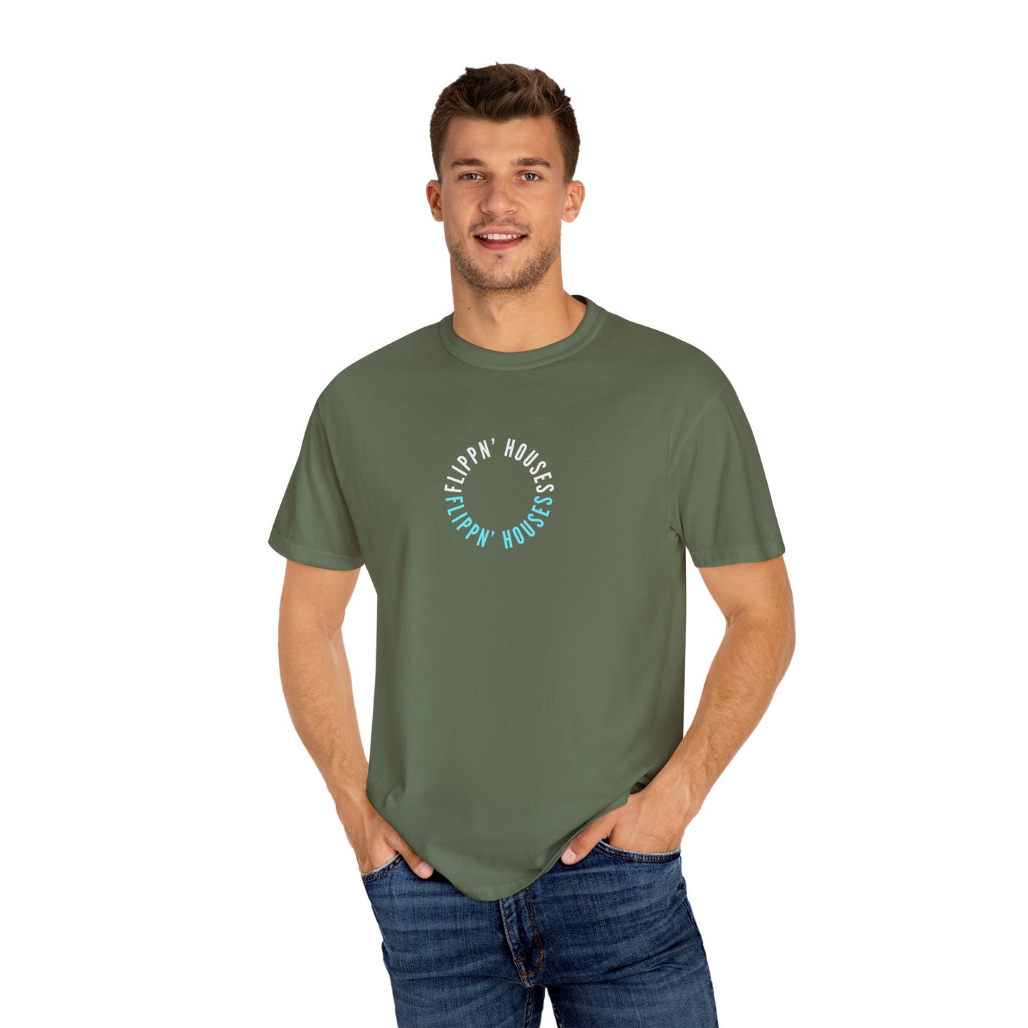 Flippin' Houses Unisex T-Shirt - Green and Blue Vibes