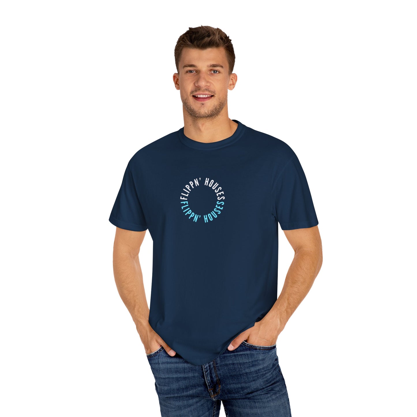 Flippin' Houses Unisex T-Shirt - Green and Blue Vibes