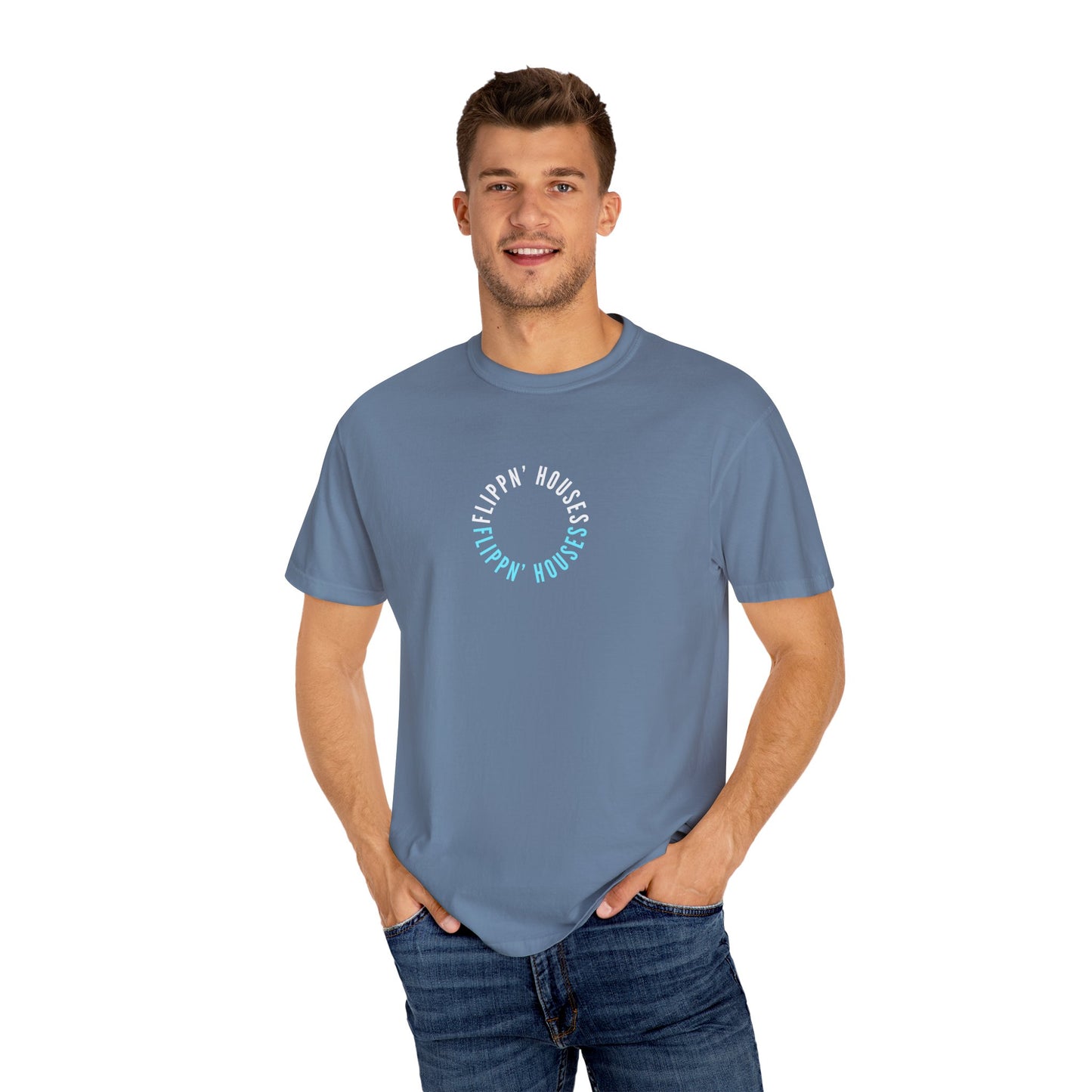 Flippin' Houses Unisex T-Shirt - Green and Blue Vibes